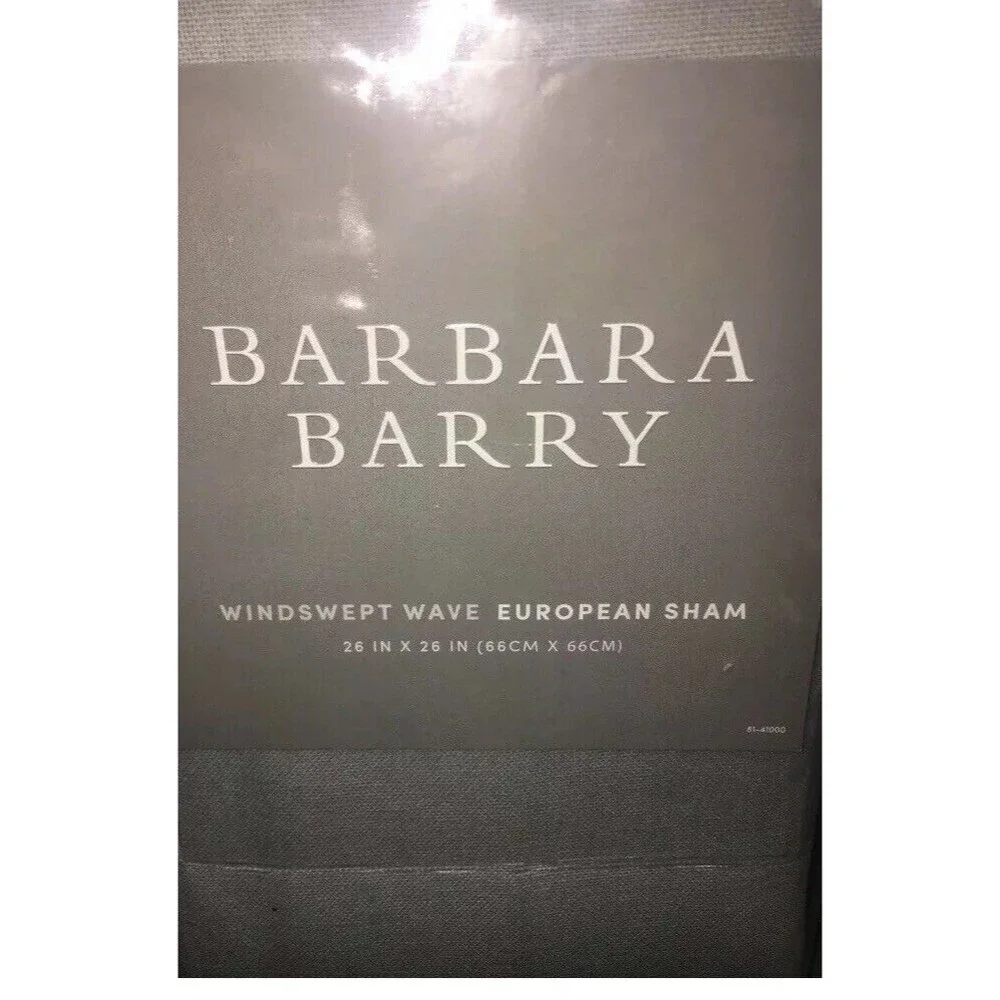 New Set Of 2 Barbara Barry Windswept Wave Lagoon Euro Shams Blue Grey Cotton